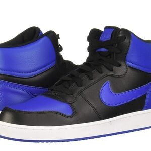 Nike Men's Black and Blue High-Top Sneakers